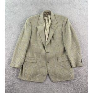 Vintage Brooks Brothers Sport Coat 42 R Gold Wool Plaid Check Luxury Designer *